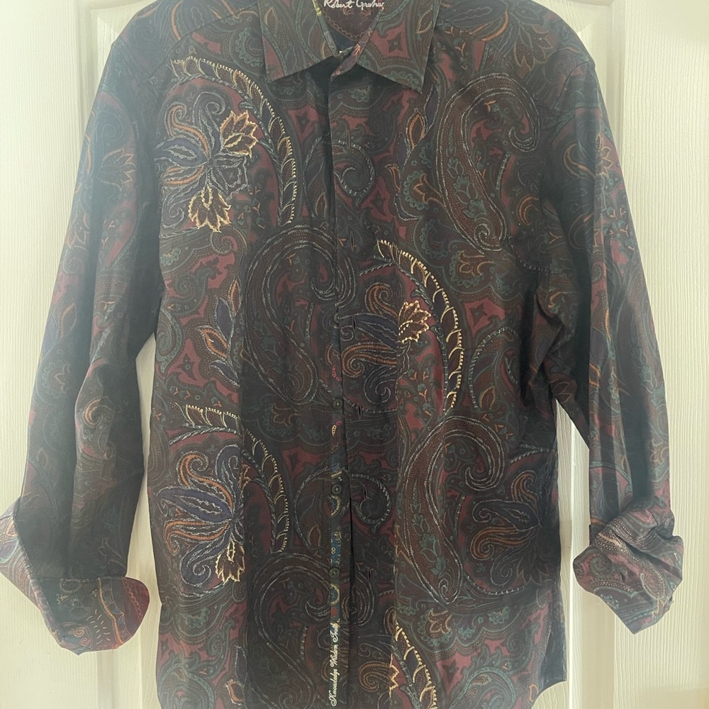 Robert Graham Red and Blue Casual Button Down Shirt